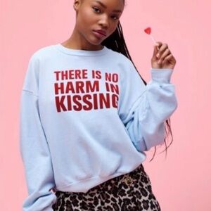 Free People Daydreamer Crewneck Sweater There Is No Harm In Kissing Valentines